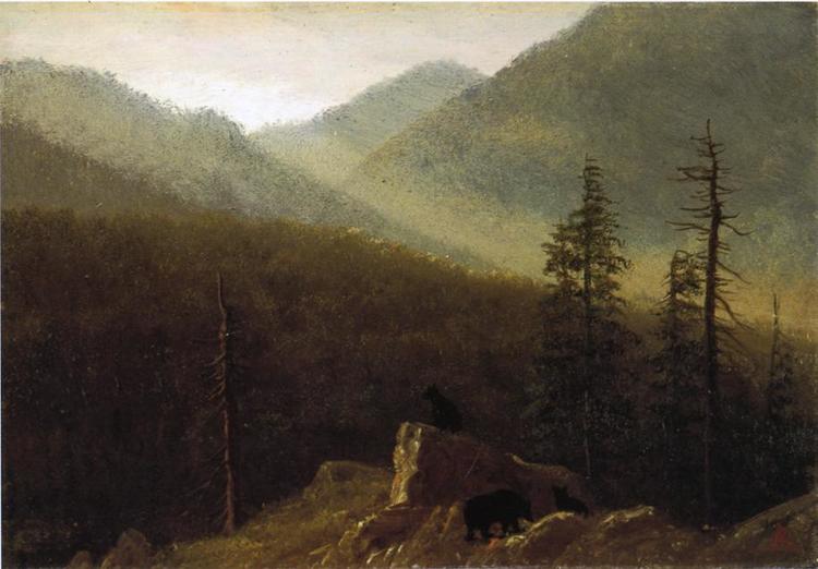 Albert Bierstadt Oil Painting Bears in the Wilderness